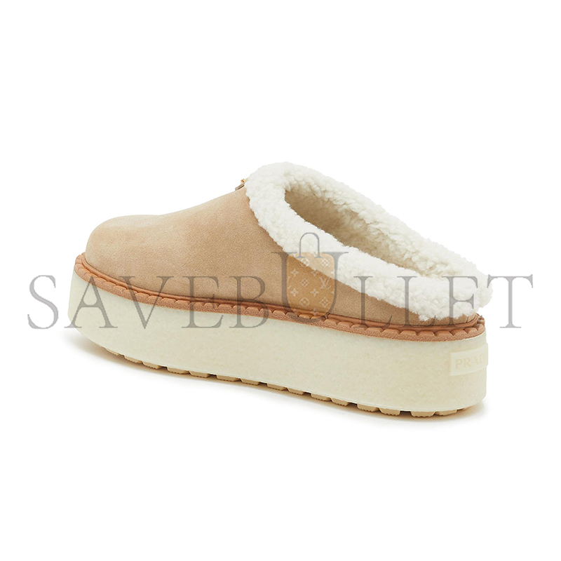 PRADA SUEDE SHEARLING SLIPPERS 1S715N